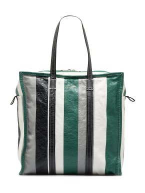 Balenciaga Green Striped Bazaar Shopper Bag
