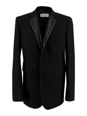 Saint Laurent Black Wool Lame-Detail Evening Jacket