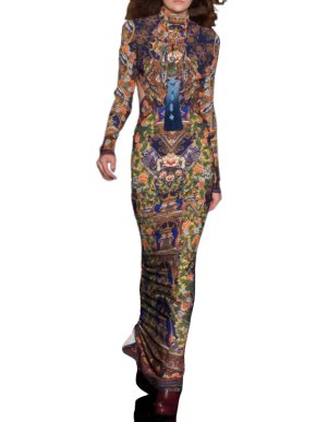 Just Cavalli Runway Printed Column Gown