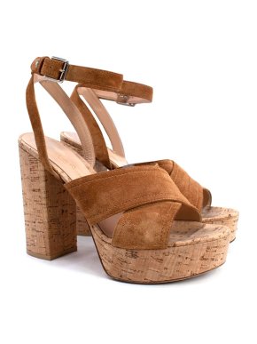 Gianvito Rossi Brown Suede Platform Cork Sandals