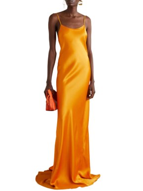 Victoria Beckham Orange Satin Bias-cut Gown