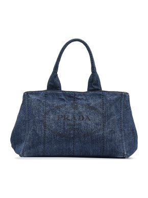 Prada Canapa Logo Denim Tote Bag