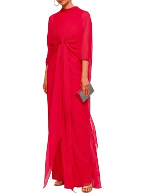 Reem Acra Cape-effect Knotted Silk-chiffon Gown