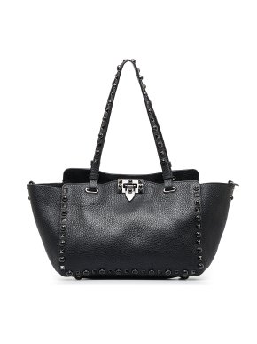 Valentino Garavani Black Rolling Rockstud Tote Bag