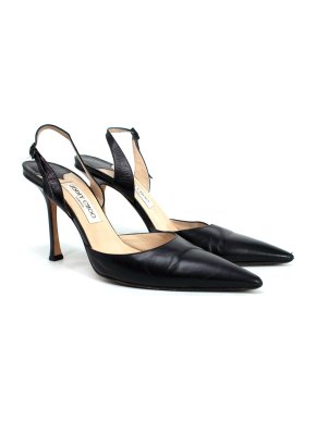Jimmy Choo Black Leather Slingback Pumps