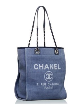 Chanel Small Blue Canvas Deauville Tote