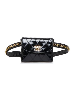 Chanel Patent Chain Trim CC Matelasse Belt Bag