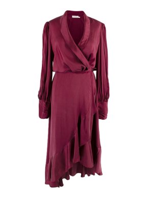 Zimmermann Asymmetric Ruffled Silk-satin Wrap Dress