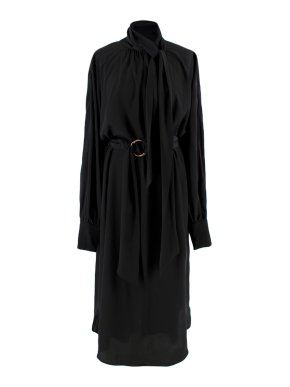 Zimmermann Black Belted Scarf Neck Midi Dress
