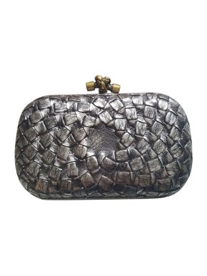 Bottega Veneta Metallic Woven Knot Clutch