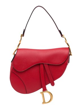 Dior Red Leather Saddle Bag