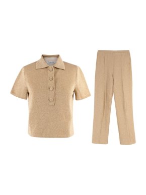 Dior Gold Glitter Polo Top and Straight Leg Trousers