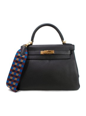 Hermes Black Kelly Retourne 28 GHW with Limited Edition Strap