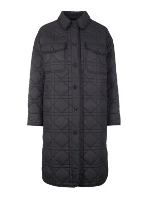 Dior Black Quilted Technical Taffeta Long Macrocannage Coat