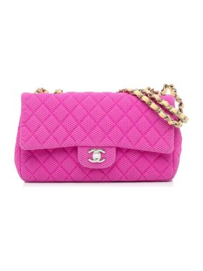 Chanel Bright Pink Medium Jersey Single Flap