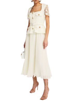 Self Portrait Lace-trimmed Tailored Midi Dress