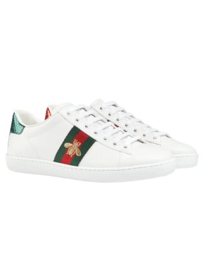 Gucci White Bee Embroidered Ace Sneakers