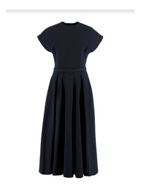 Dior Navy Wool & Silk Pleated Dress