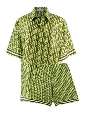 Dior Homme Fluo Green Oblique Pixel Shirt & Bermuda Shorts