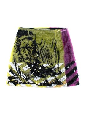 Dior Limited Edition Sequin Embellished Green and Purple Mini Skirt