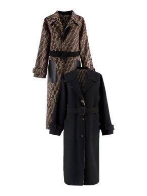Fendi Black Reversible FF Wool & Silk Coat