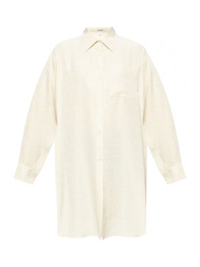 Loewe Creme Anagram Embroidered Silk Longline Blouse