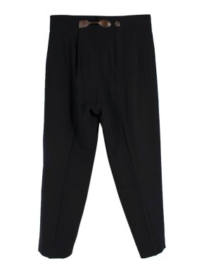 Louis Vuitton Navy Trousers with Monogram Buckle