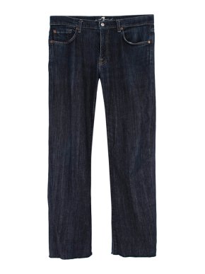 7 For All Mankind Blue Embroidered Straight Leg Jeans