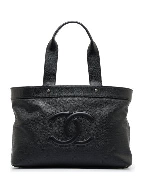 Chanel Black Leather CC Perforated Tote