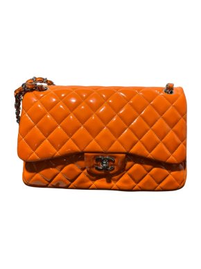 Chanel Orange Patent Classic Flap 1