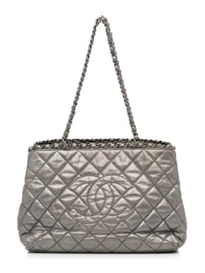Chanel Silver Quilted Chain Me Tote