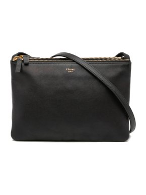 Celine Small Black Leather Trio Crossbody Bag