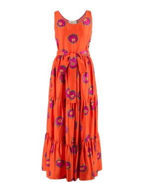 La Double J Silk Papaveri Arancio Pellicano Dinner Dress