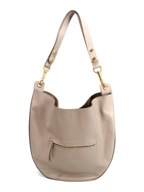 Celine Taupe Leather Seashell Hobo Bag