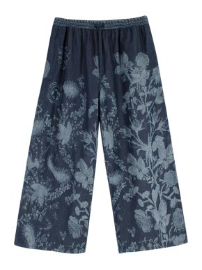 Dior Blue Floral Fantaisie Wide Leg Jeans