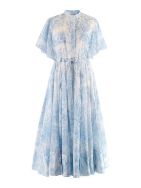 Dior Blue Cotton Voile Dioriviera Midi Shirt Dress