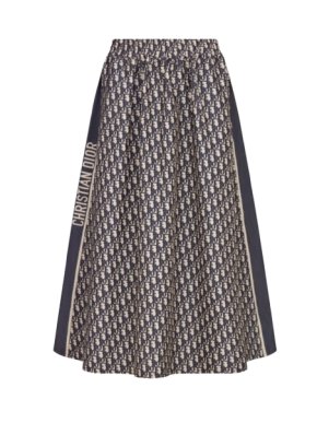 Dior Blue Oblique A-line Midi Skirt