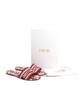 Dior Red Bandana Embroidery Dway Sandals