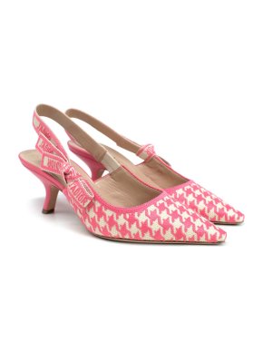 Dior Pink Houndstooth J'adior Slingback Sandals