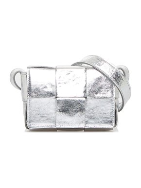 Bottega Veneta Silver Maxi Intrecciato Candy Cassette Bag