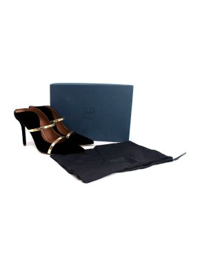 Malone Souliers Black & Gold Velvet Maureen Mules