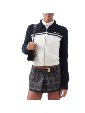 Miu Miu Runway Cable-knit Wool-blend Zip Cardigan