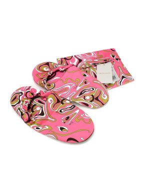 Emilio Pucci Pink Africana-Print Travel Slippers