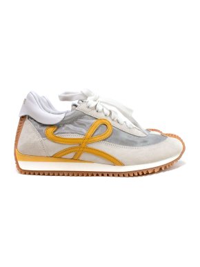 Loewe White and Yellow Suede Flow Runner Sneakers