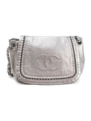 Chanel Metallic Silver Luxe Ligne Flap Bag