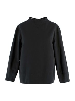 Atlantique Ascoli Black Ruffle Neck Blouse