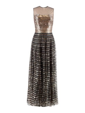 Dior Black & Gold Sheer Panelled Sequin Gown