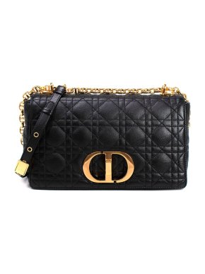 Black Leather Medium Dior Caro Bag