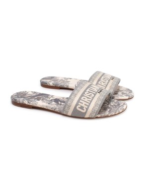 Dior Grey Toile De Jouy Dway Slides