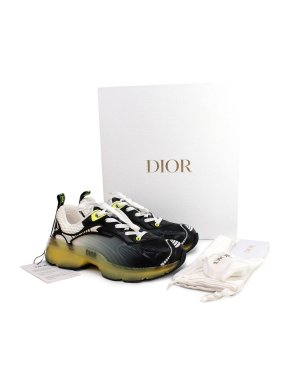 Dior Vibe White and Black Flourescent Yellow Sneakers